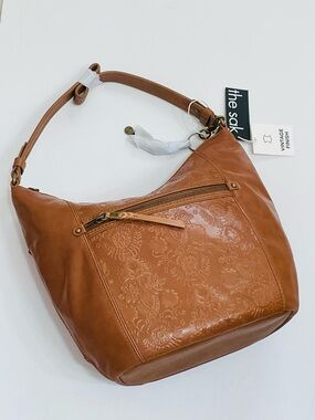 The Sak Tan Embossed Leather Shoulder Hobo